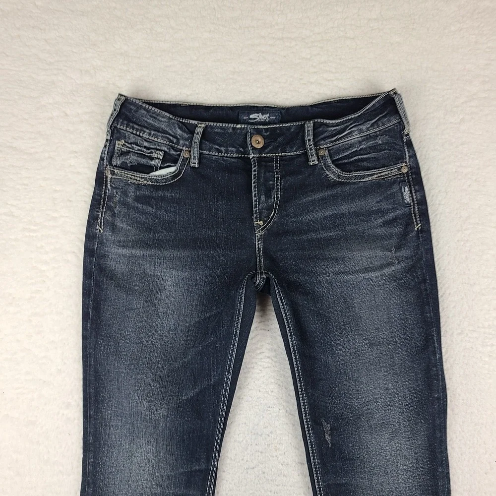 Silver Jeans Womens 33x29 Blue Suki Skinny Dark Wash Denim